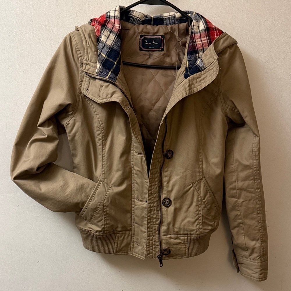 Love Tree Tan Utility Jacket with Hood - Picture 4 of 6